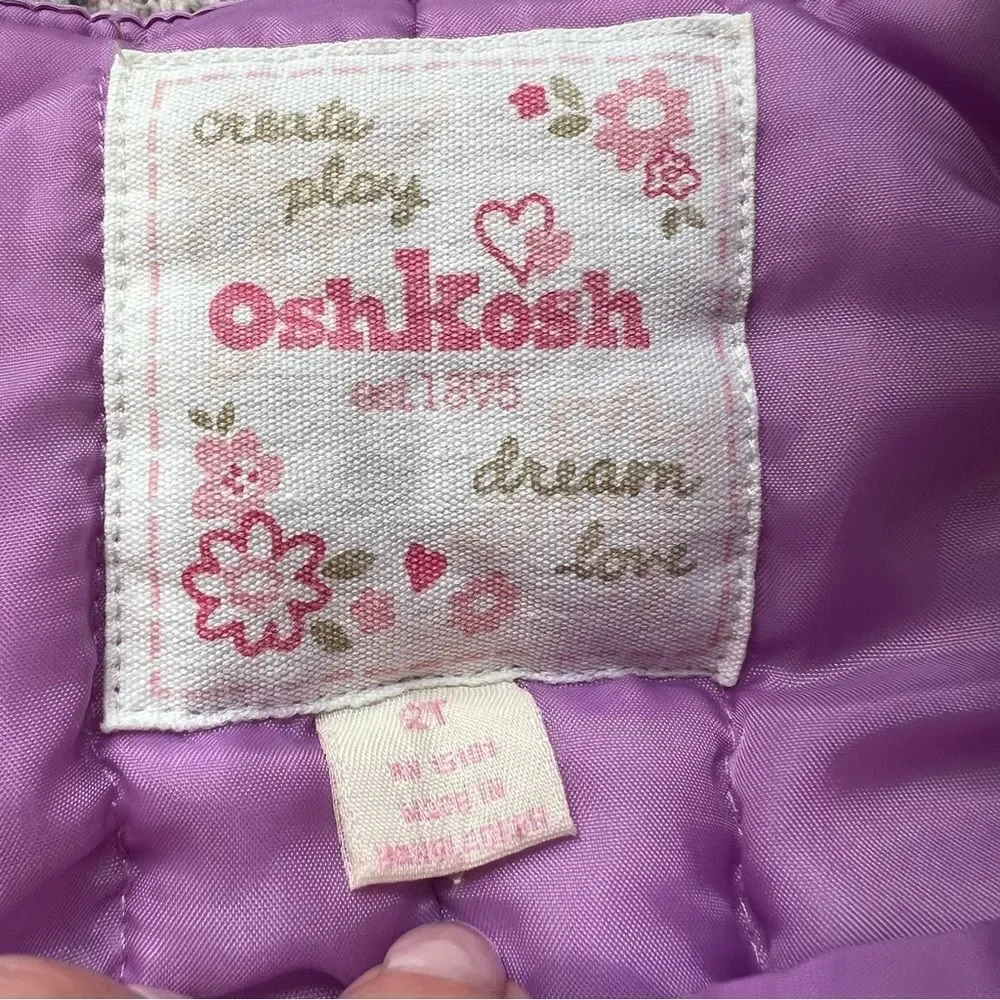 Vintage OshKosh Toddler Girls Snow Pants Bibs Lilac Lavender Size 2T